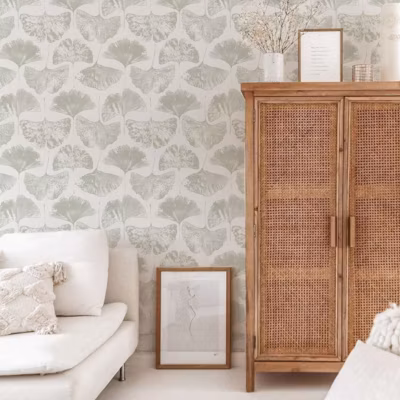 Papier peint adhésif feuille de gingko vert en vinyle lavable et amovible – 1 rouleau 50×300 cm – Decochic