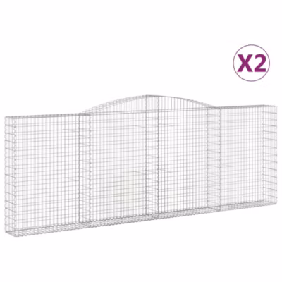 vidaXL 2x Paniers à Gabions Arqués Cages à Gabions Arquées Murs de Gabion Barrières de Jardin Terrasse Extérieur 3146892