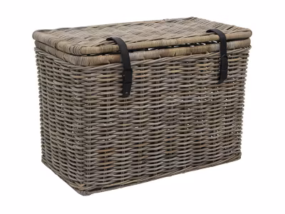 Lot de 2 malles en kubu NEFTA – L80 x P45 x H55 cm et L70 x P35 x H45 cm – Gris naturel
