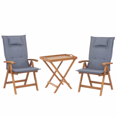 Ensemble bistrot avec coussins Pliant JAVA Acacia Bleu