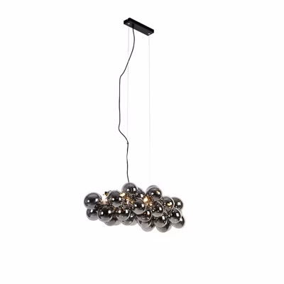 Suspension Art Déco Noire avec Verre Fumé 8 Lumières – Uvas
