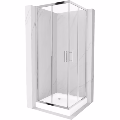 Mexen Rio cabine de douche carrée 70 x 70 cm, transparent, chromé + receveur Rio, blanc – 860-070-070-01-00-4510