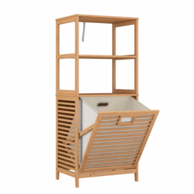 Vicco Armoire de salle de bain Bambou 48.3x114cm avec panier à linge