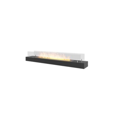 Brûleur au bioéthanol avec insert de plan de travail en inox noir mat 120cm avec verre