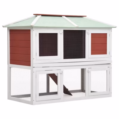 Cage double pour animaux Rouge Bois vidaXL