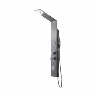 Colonne De Douche Hydromassante En Acier Brossé Avec Détails Ronds