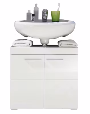 AMANDA – Meuble sous vasque  mélaminé blanc. L-H-P : 60 – 56 – 34 cm