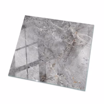 Dessus de table en verre trempé Wallfluent 50×50 cm Motif naturel de marbre
