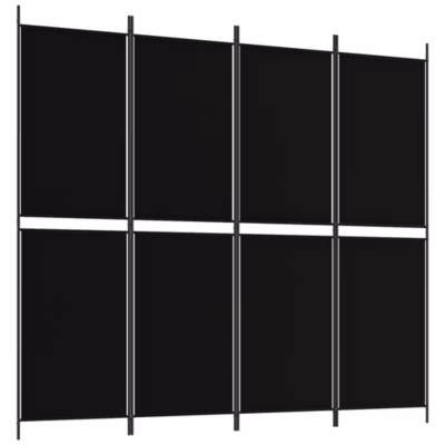 Paravent, Séparateur, Cloison de séparation 4 panneaux Noir 200×180 cm Tissu