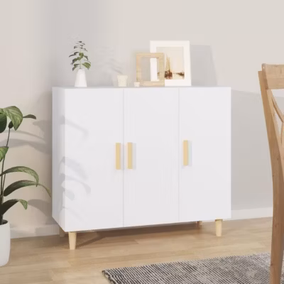 812492 vidaXL Buffet Blanc 90x34x80 cm Bois d&rsquo;ingénierie