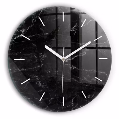 Horloge murale Wallfluent fi30 cm Aiguilles blanches Marbre noir 1 pcs