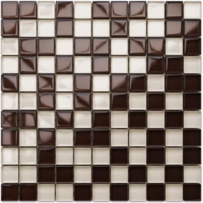 Mosaïque en verre sur filet pour salle de bain ou cuisine 30 cm x 30 cm – White walnut