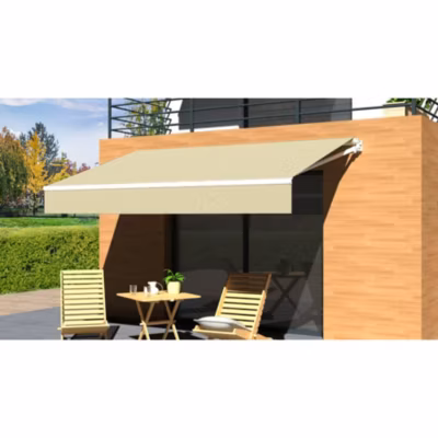 Store banne Loggia LITE – 3x2m Manuel (Blanc – Ecru)