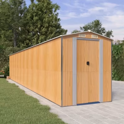 vidaXL Abri de jardin Marron clair 192x1021x223 cm Acier galvanisé 3147481