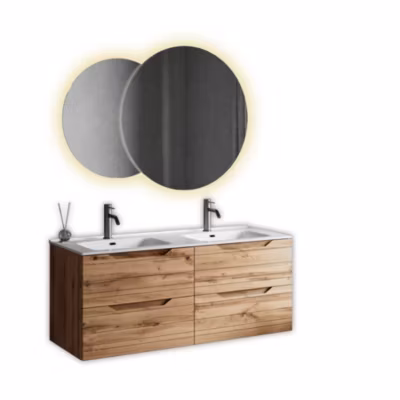 Ensemble double vasque SOLMIRA chêne