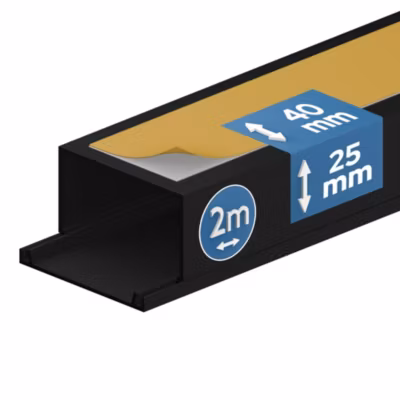 Goulotte électrique PVC autoadhésive 40×25 mm 2 m anthracite EDO
