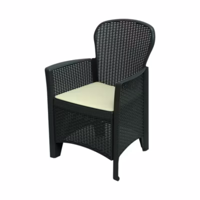 Chaise d&rsquo;extérieur Amilton, Siège de jardin, Fauteuil d&rsquo;extérieur effet rotin, 100% Made in Italy, 59x57h85 cm, Anthracite