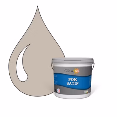 Peinture murs intérieurs satinée- Cuisine & Salle de bain POK SATIN – Lin Médium 25m² – 2,5L
