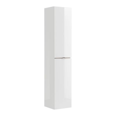 Colonne salle de bain NALYA 170 cm  Blanc brillant et chene clair  Meuble suspendu
