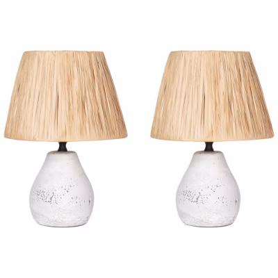 Lot de 2 lampes de bureau ARWADITO Céramique Blanc cassé