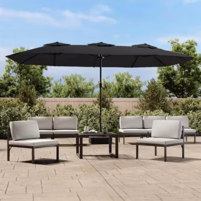 vidaXL Parasol à double tête noir 449×245 cm 362951