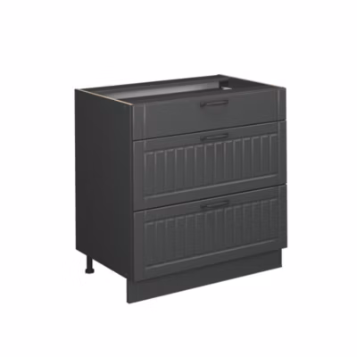 Vicco Meuble cuisine Gris foncé 80cm avec 3 tiroirs, PT Chêne