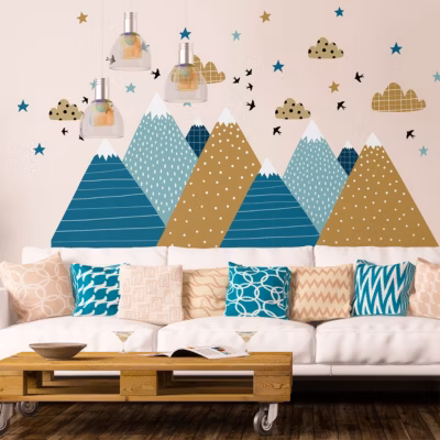 Stickers montagnes de Noël 60 x 90 cm