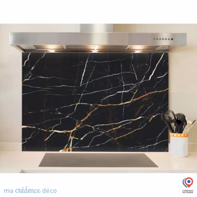 Crédence cuisine fond de hotte Mabre di Marmo – Verre trempé – L 70 cm x H 60 cm – MaCrédenceDéco