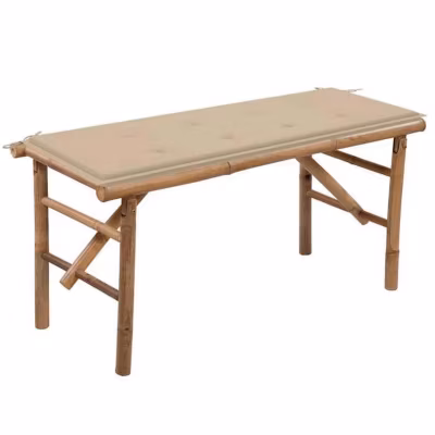 vidaXL Banc de jardin pliable avec coussin 118 cm Bambou