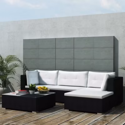 Salon de jardin modulable en résine tressée – Noir – 70 x 70 cm