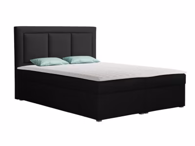 Lit continental Pomona 112, Double, Noir, Tissu, Disponible