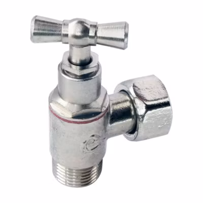 Somatherm For You – Robinet d&rsquo;arrêt équerre à presse étoupe pour WC – 3/8  – Tête à clapet – nickelé