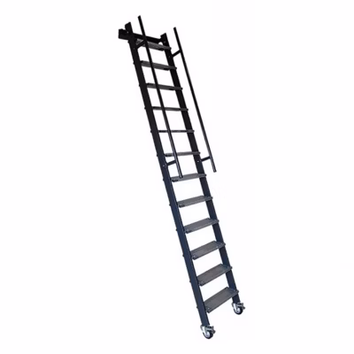 Echelle rabattable acier – Marches bois – Hauteur à atteindre 2,25m – Sans rampes d&rsquo;arrivées – Coloris noir – SSPXL-239-N-SR