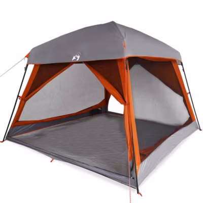 Tente de cabine familiale 6 personnes gris orange imperméable vidaXL
