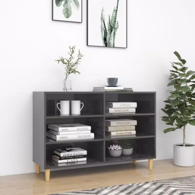 vidaXL Buffet Gris brillant 103,5x35x70 cm Aggloméré