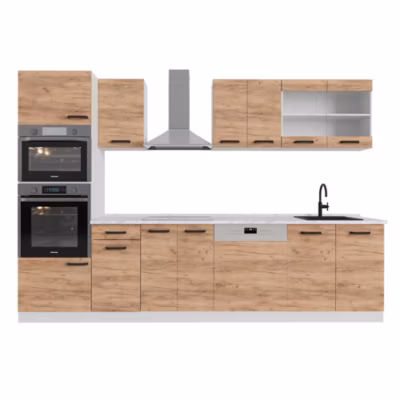 Vicco Cuisine Chêne doré/blanc 300cm PT Anthracite