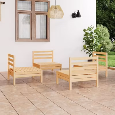 vidaXL Salon de jardin, 4 pcs Bois de pin massif