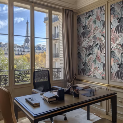 Papier peint botanique et moderne avec plantes et fleurs – 85×260 cm (l x h)