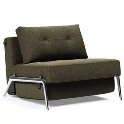 INNOVATION LIVING  Fauteuil design CUBED 02 ALU convertible 200x90cm tissu Bouclé Forest Green INNOVATION