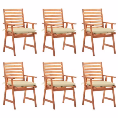 vidaXL Lot de 6 Chaises à Manger d&rsquo;Extérieur avec Coussins, Sièges de Terrasse, Chaises à Dîner, Meubles de Patio Jardin, 3078364