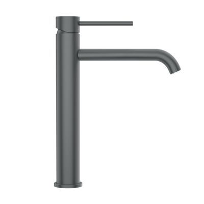 BALNEO Robinet Mitigeur de Lavabo haut GUN METAL gris foncé Acier inoxydable – Mitigeur monocommande pour lavabo CASCADE