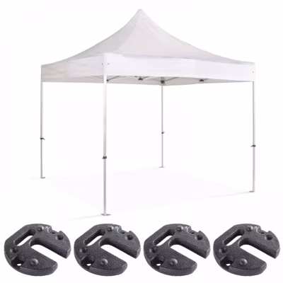 Tente pliante 4x4m et 4 poids de lestage blanc  Oviala