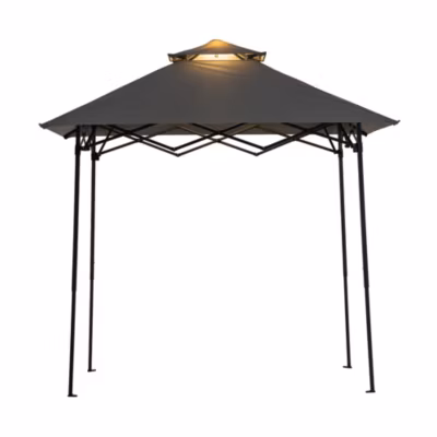 Sunjoy pavillon grill portable en acier CINTO avec éclairage LED magnétique et hauteur de plafond réglable – 160 cm x 250 cm, gris