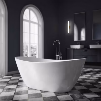 Baignoire îlot Acrylique ovale 170x78x69cm + Bonde et trop plein – Blanc brillant – BELLAGIO 2.0