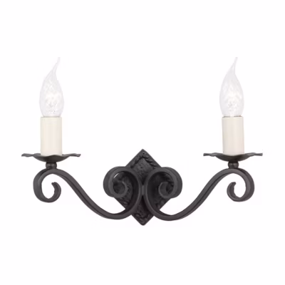 Elstead Rectory – Applique murale d&rsquo;intérieur à 2 ampoules, noir, E14