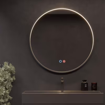 Miroir de Salle de Bain Lumineux LED Réglables 80 – Noir Mat – Tactile & Anti-Buée – NÉPAL LEDIMEX