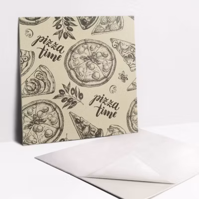 Carreaux vinyle Tulup 30×30 cm Thèmes de pizza 9 pcs