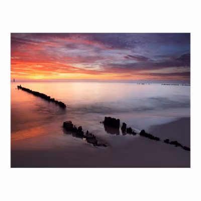 Papier peint intissé panoramique paysage lever du soleil sur la mer baltique 250×193 cm