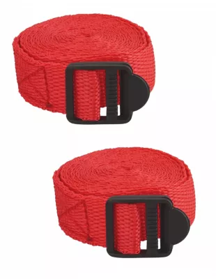 Lot de 2 sangles de serrage, 1.80m à boucle plastique, rouge – THIRARD