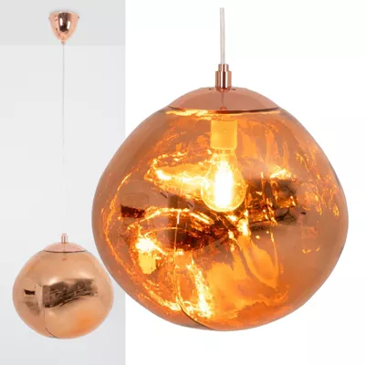 Suspension Design Moderne en Rose avec Abat-jour en Verre Métallisé Irrégulier Douille E27 Melti D360mm